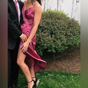 Lulus | Joice Mauve Purple Satin Midi Dress